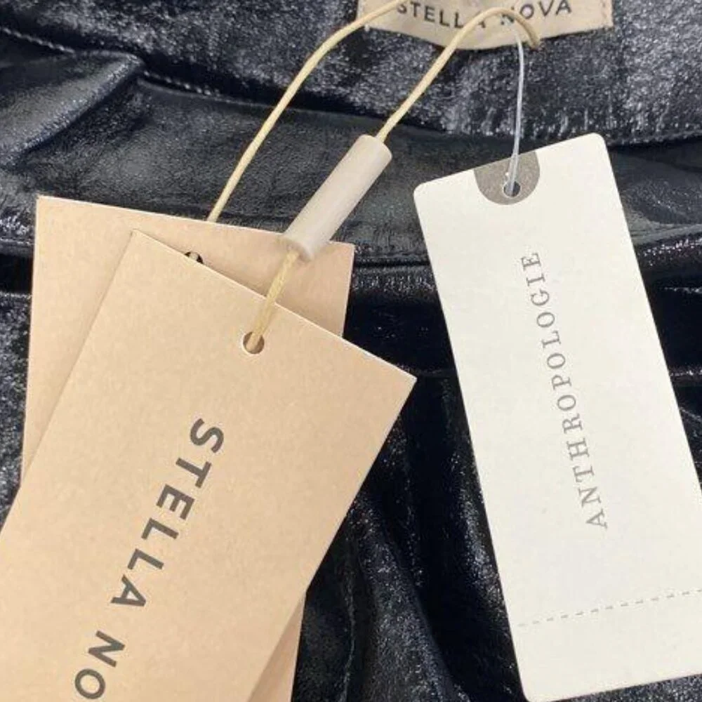 Stella Nova Margritt 999 Black Skirt Size 4 NWT EU Size 36 Draped vegan leather - Picture 4 of 6